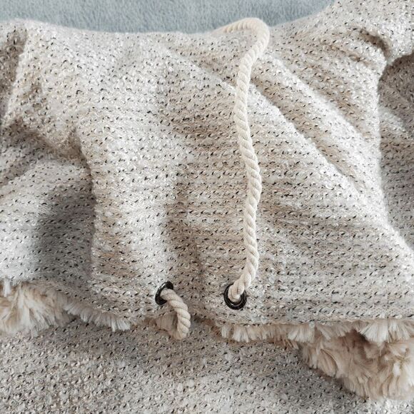 Maurices Sweater Women 7 Cream Metallic Sparkle Knit Faux Fur Cowl Neck Pullover - Picture 9 of 10